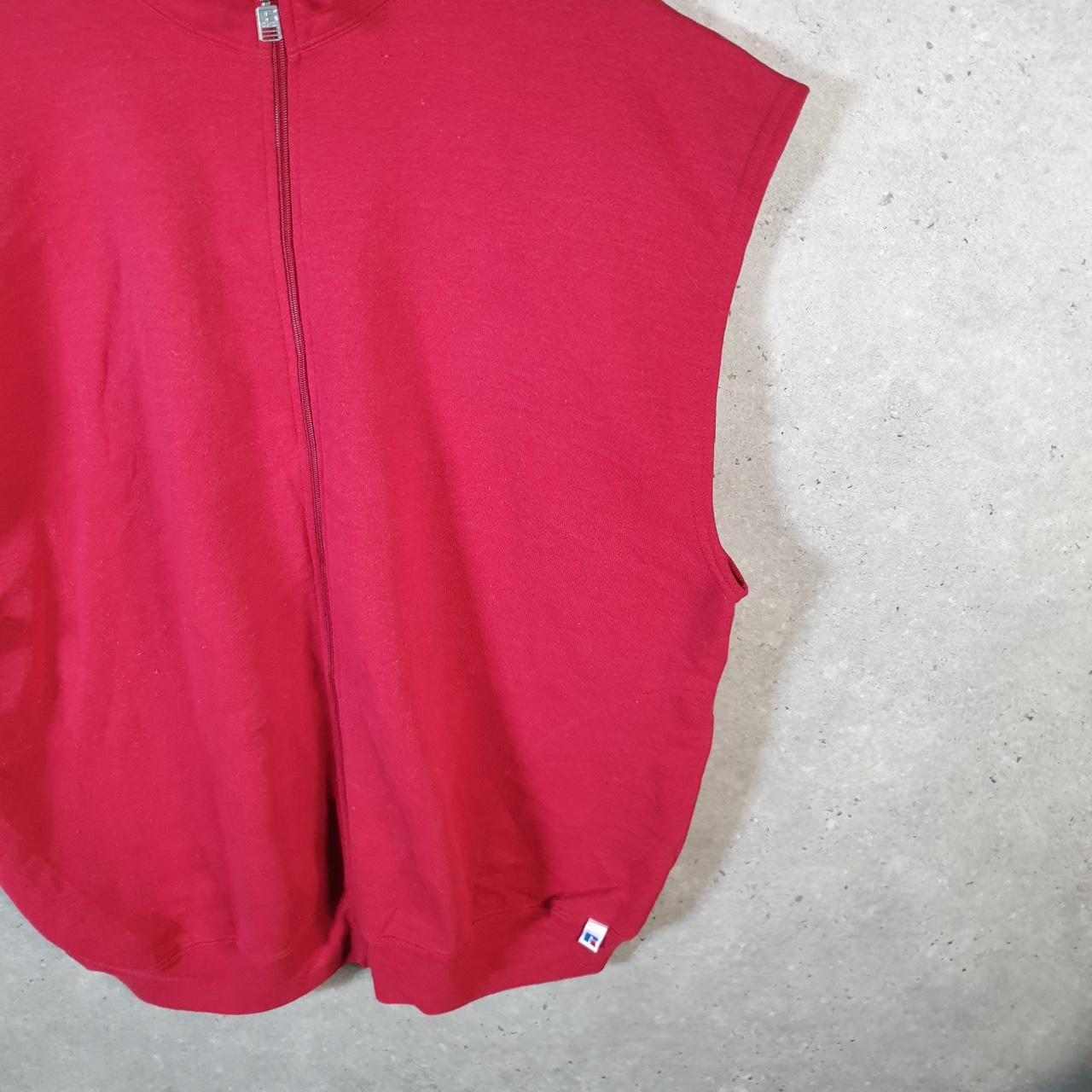Vintage Russell Athletic Full Zip Blank Baggy Vest Sweatshirt Men’s 2XL Red