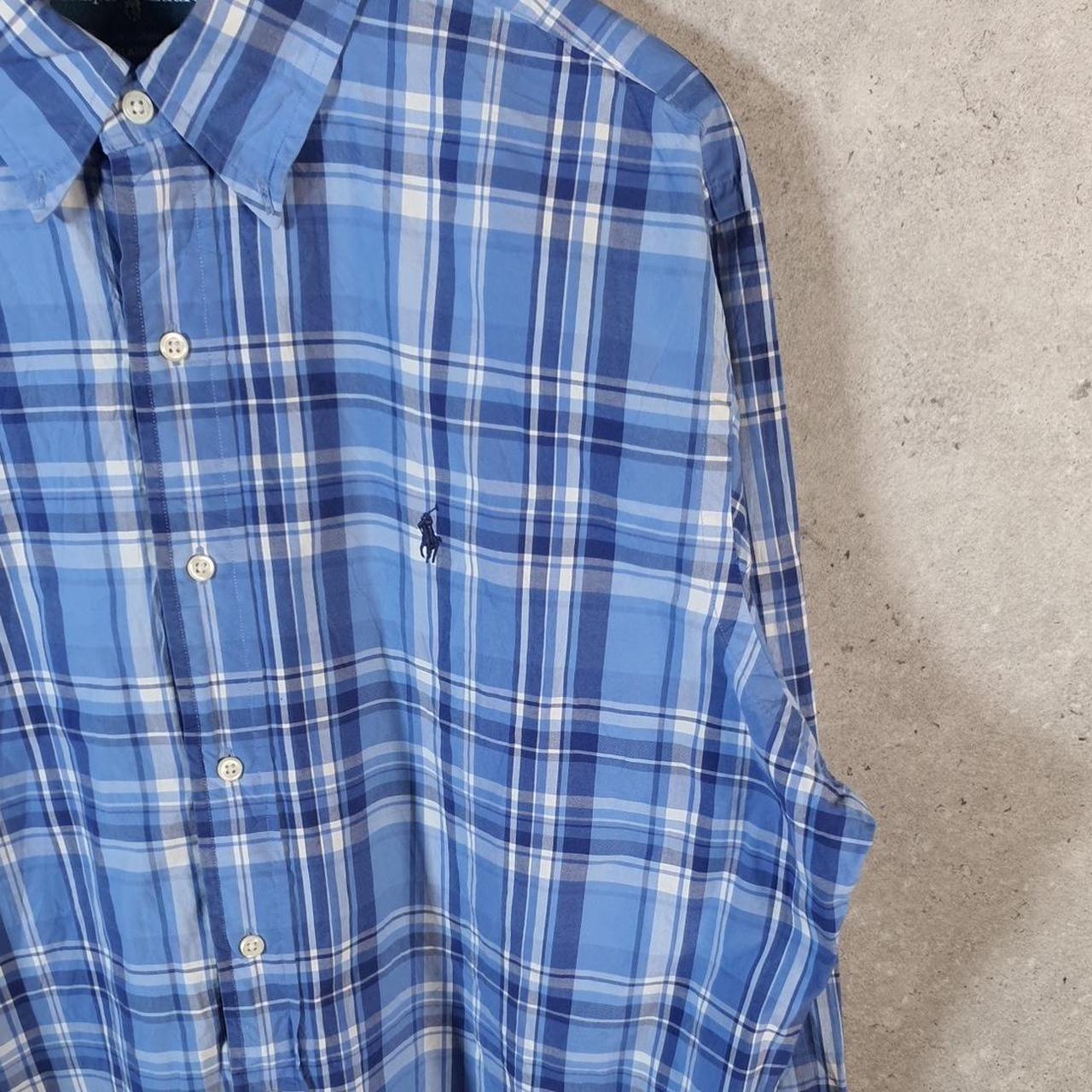 Vintage Ralph Lauren Button Down Shirt Men’s XL Blue Checkered Classic Fit Cotton Pony