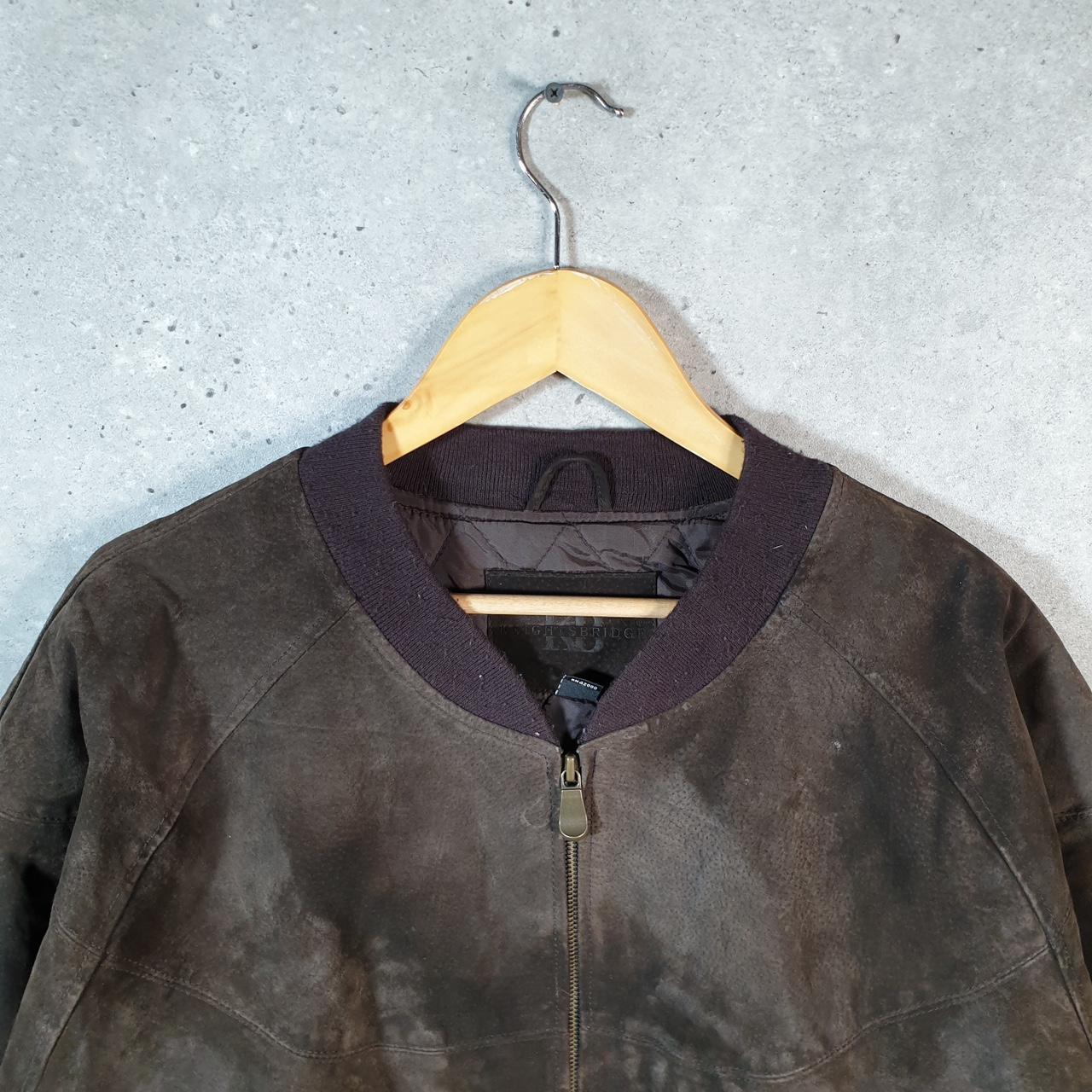 Vintage Knightsbridge Seude Leather Bomber Jacket Mens 2XL Brown Hunting Utility USA Coat Big Fish Vintage