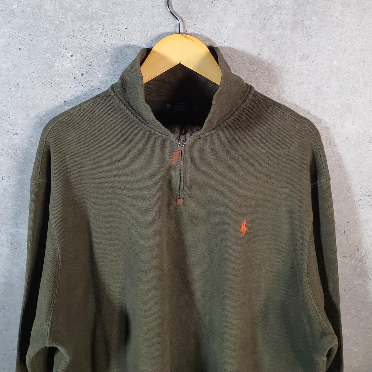 Vintage Ralph Lauren Polo 1/4 Zip Sweatshirt Men’s 2XL Khaki Green Pullover Pony C8838
