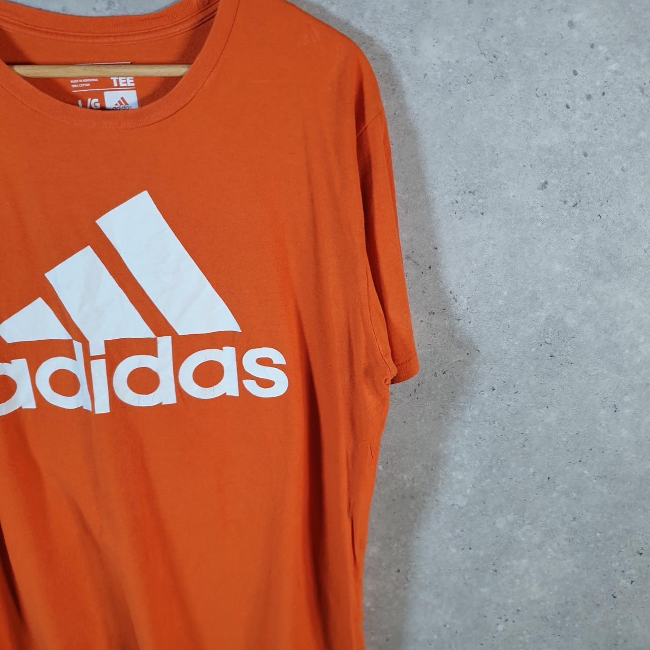 Vintage Adidas Go To Tee T Shirt Men’s Large Graphic Orange Three Stripes Logo Athletic