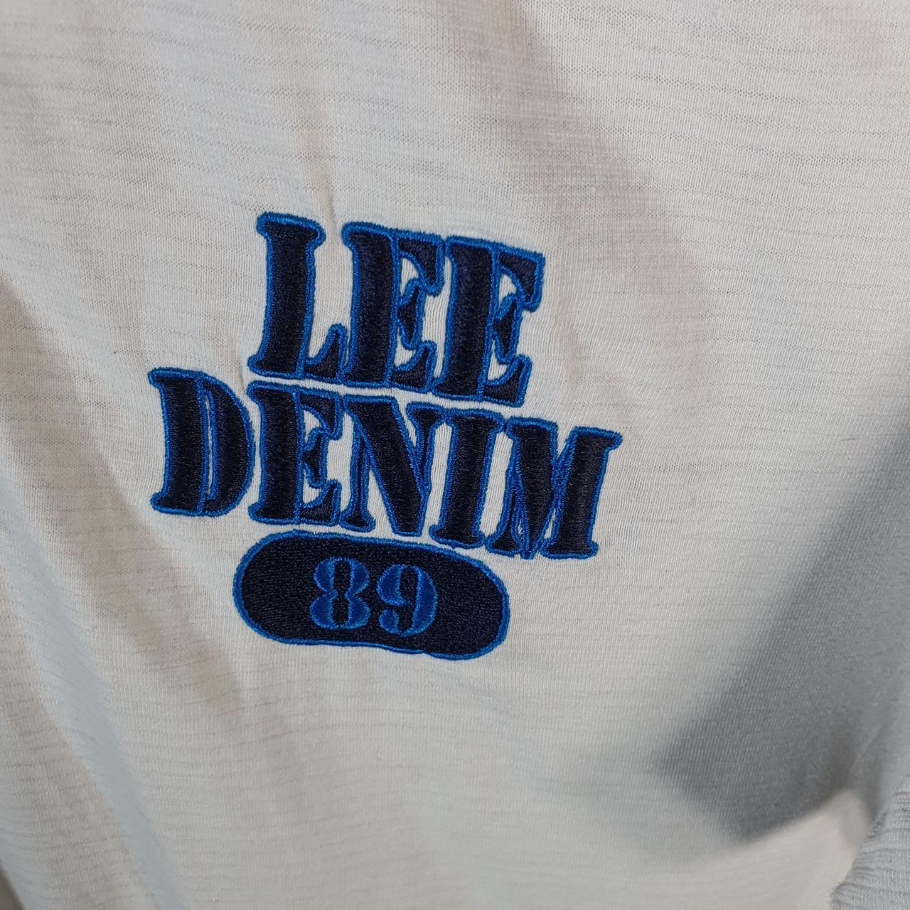 Vintage Lee Denim Polo Shirt Men’s Small White Muscle Fit Embroidered Logo