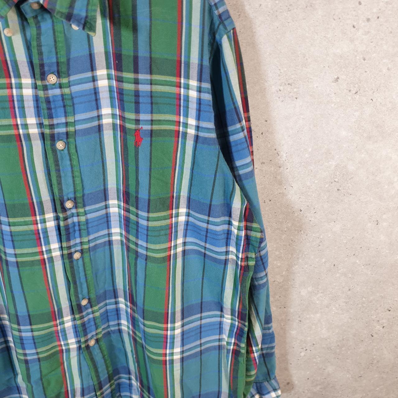 Vintage Ralph Lauren Button Down Shirt Men’s XL Green Checkered Classic Fit Cotton Pony