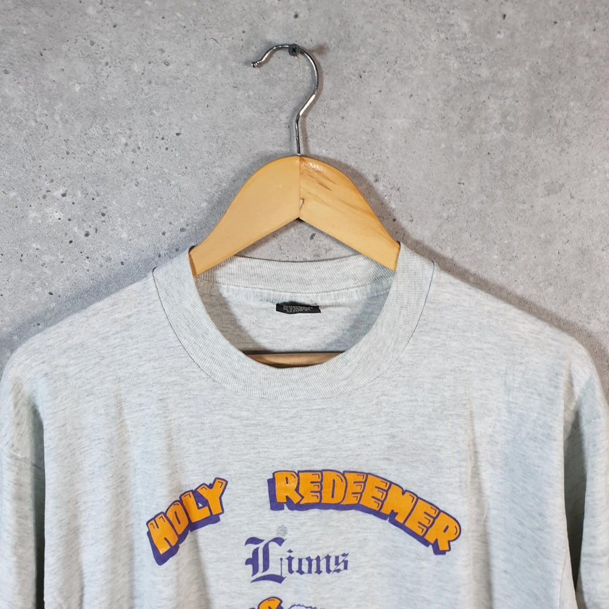 Vintage Screen Stars Best Holy Redeemer Lions USA Single Stitch T Shirt Men’s XL Grey Big Fish Vintage