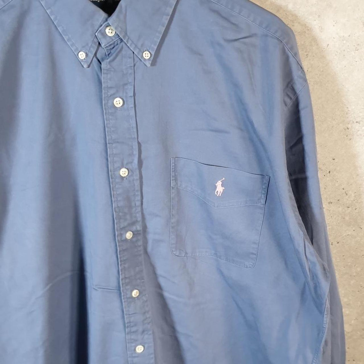 Vintage Ralph Lauren Button Down Shirt Men’s Large Blue Blake Fit Cotton Pony