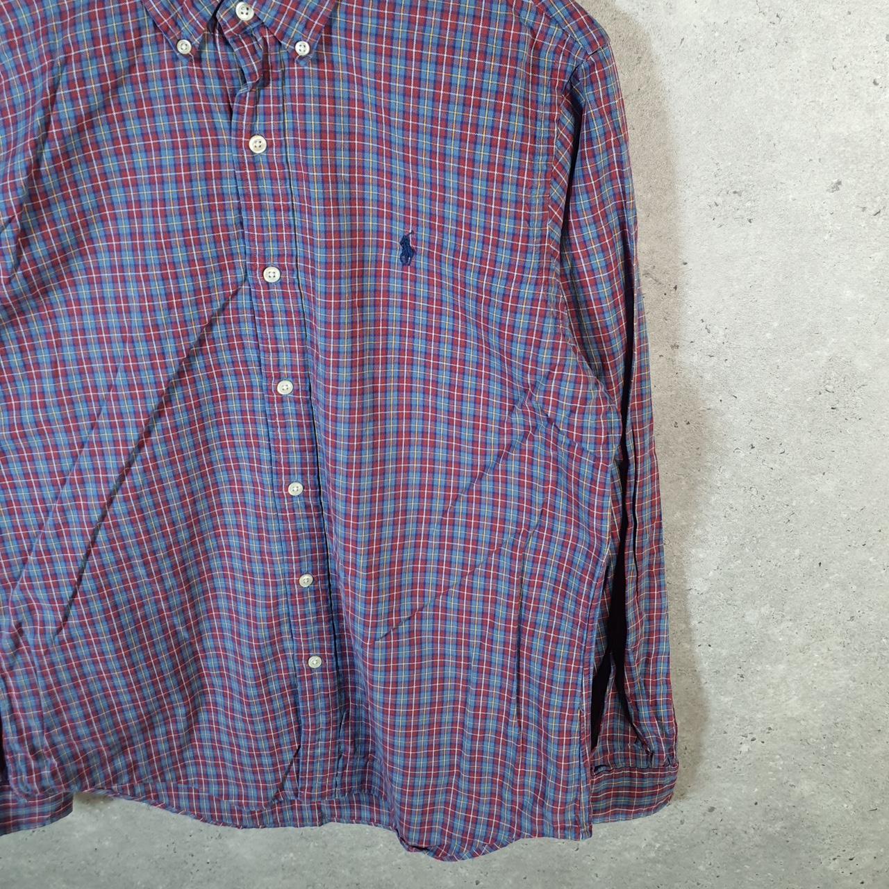 Vintage Ralph Lauren Button Down Shirt Men’s M Checkered Custom Fit Pony Cotton