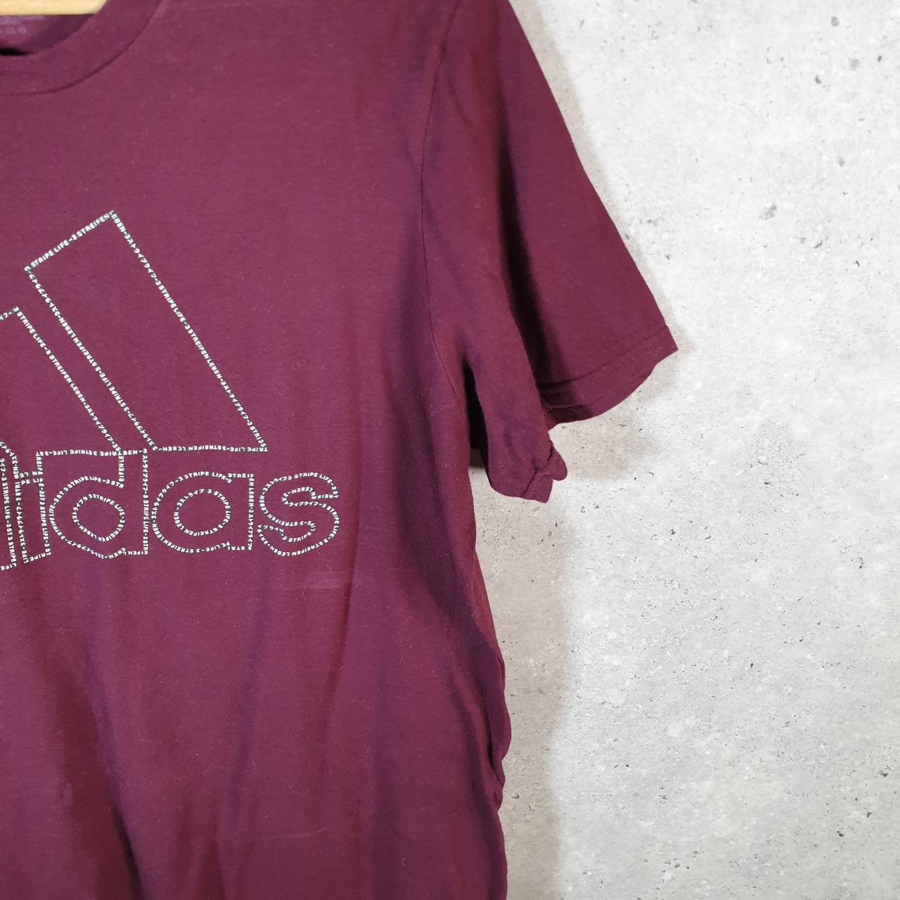 Vintage Adidas Amplifier T Shirt Men’s Medium Burgundy Red Three Stripes Logo Athletic