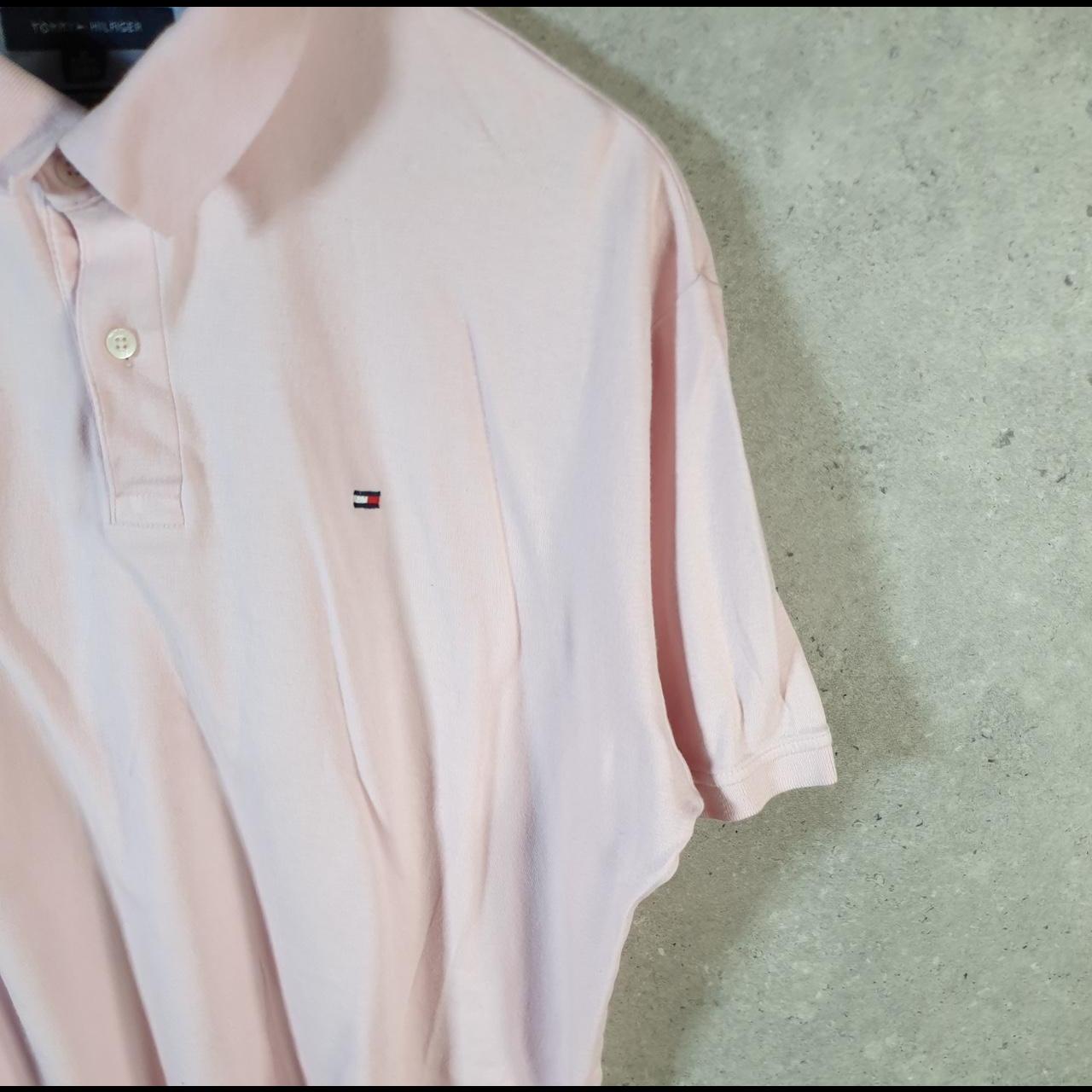 Vintage Tommy Hilfiger Polo Shirt Men’s XL Pink Custom Fit Embroidered Logo