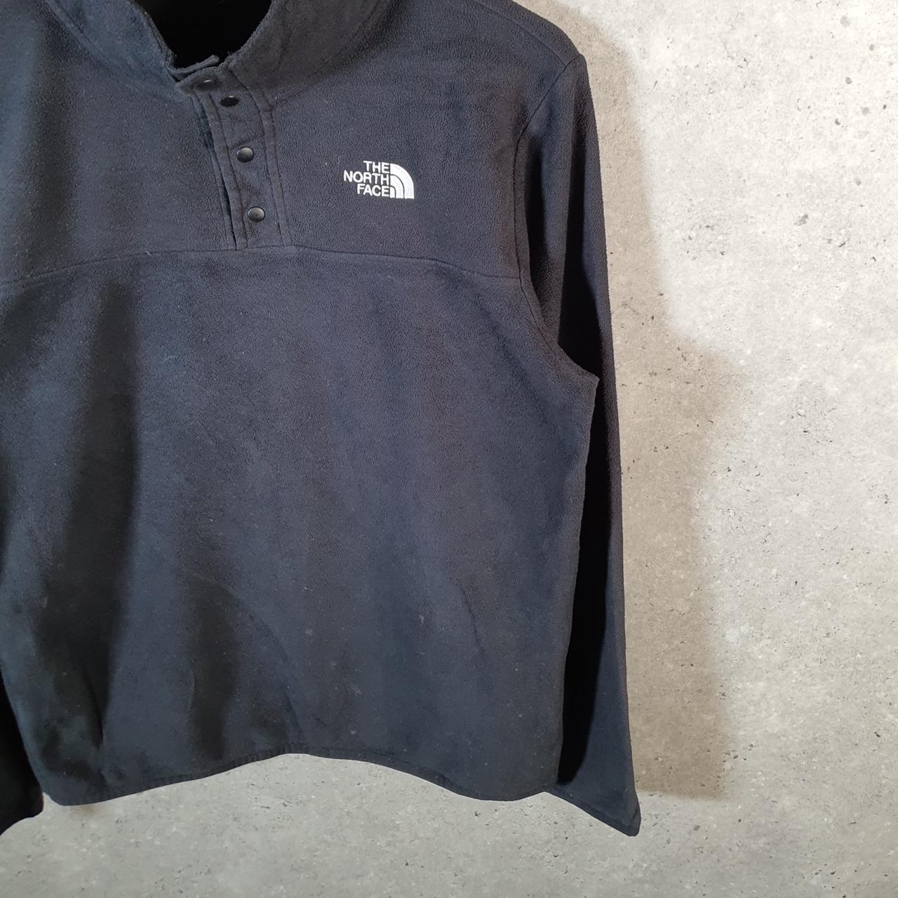 Vintage The North Face TNF Teddy Fleece Sweatshirt  Youth XL Black 1/4 Button Logo