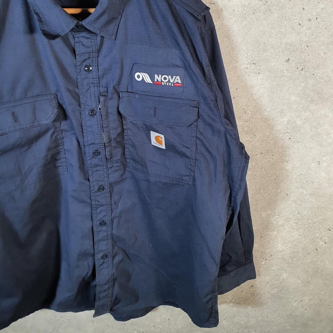 Vintage Carhartt Shirt Button Down Mens XL Navy Blue Long Sleeve Relaxed Fit