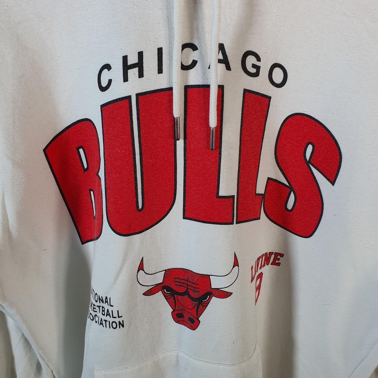 Vintage NBA Chicago Bulls Hoodie Men’s XL White Pullover Pro Sport USA