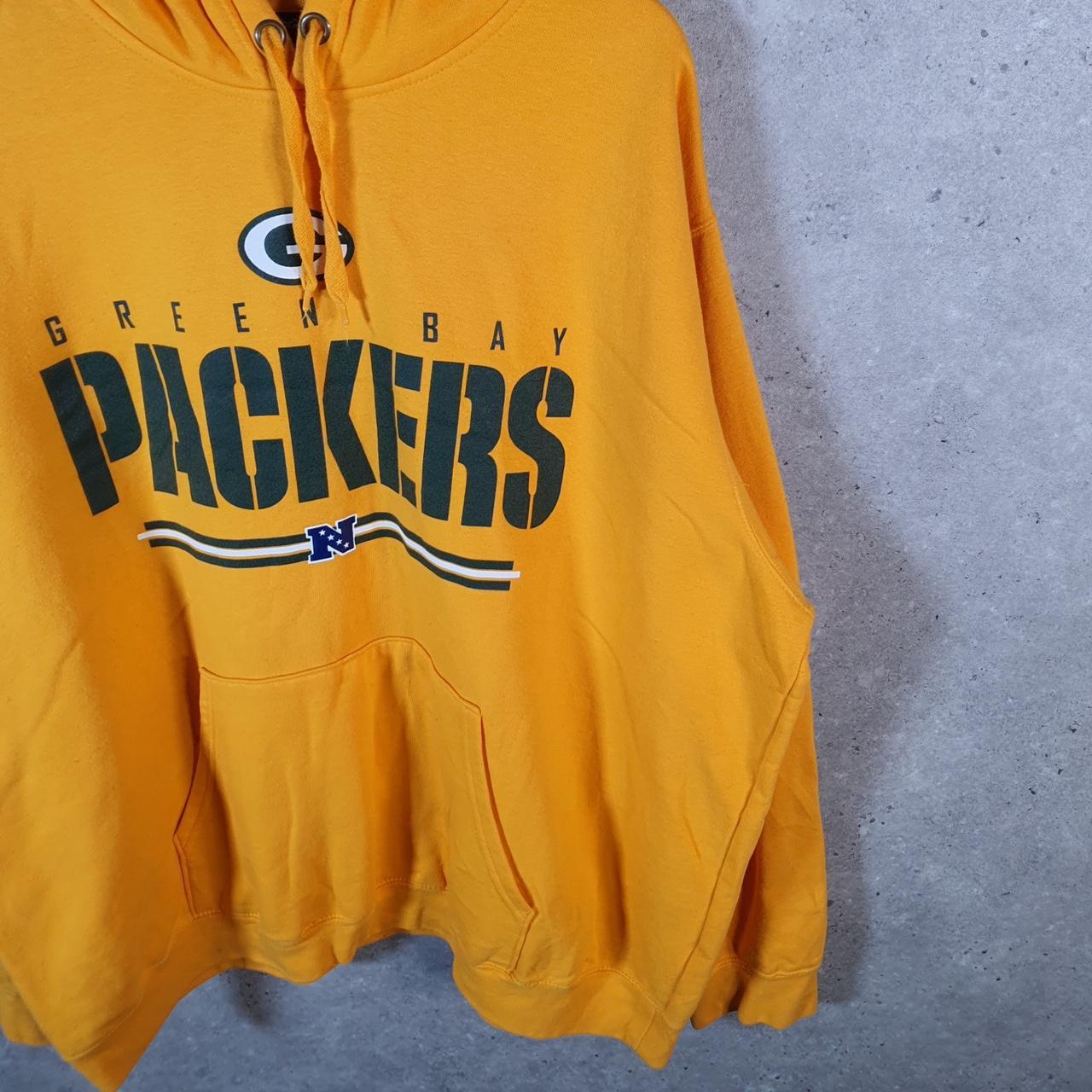 Vintage NFL Green Bay Packers Hoodie Mens 2XL Yellow Pullover USA Pro Sport