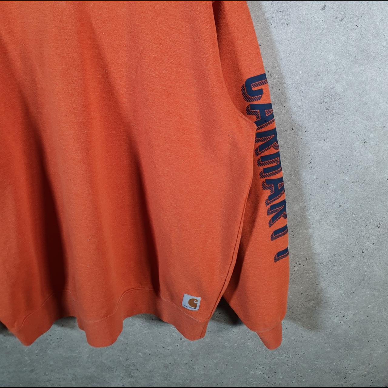 Vintage Carhartt Sweatshirt Womens Large Orange Pullover Blank USA Loose Fit