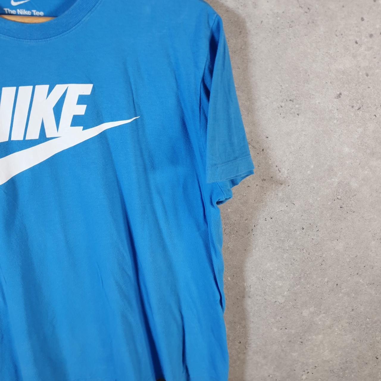 Vintage Nike Spellout Club T Shirt Men’s Medium Blue Logo Swoosh Athletic