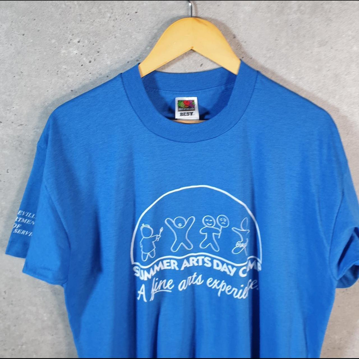 Vintage Fruit of the Loom Summer Arts day Camp 90s USA Single Stitch T Shirt Men’s Large Blue C8752