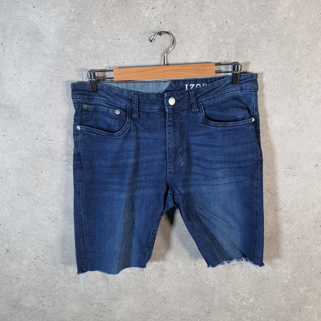 Vintage Izod Baggy Shorts Jorts Cargo Mens W32 Blue Denim Skinny Fit Cargo