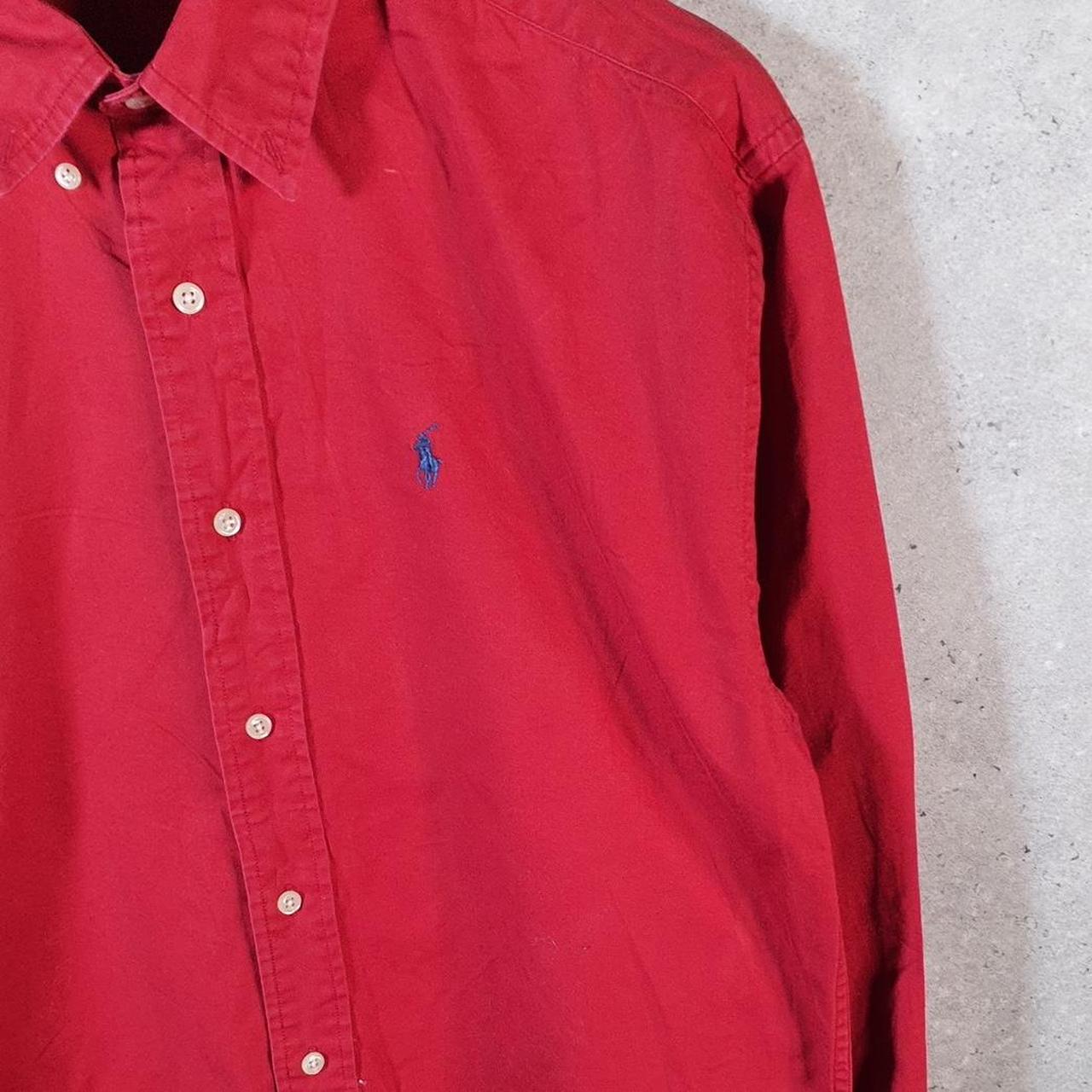 Vintage Ralph Lauren Button Down Shirt Men’s XL Red Slim Fit Pony Cotton