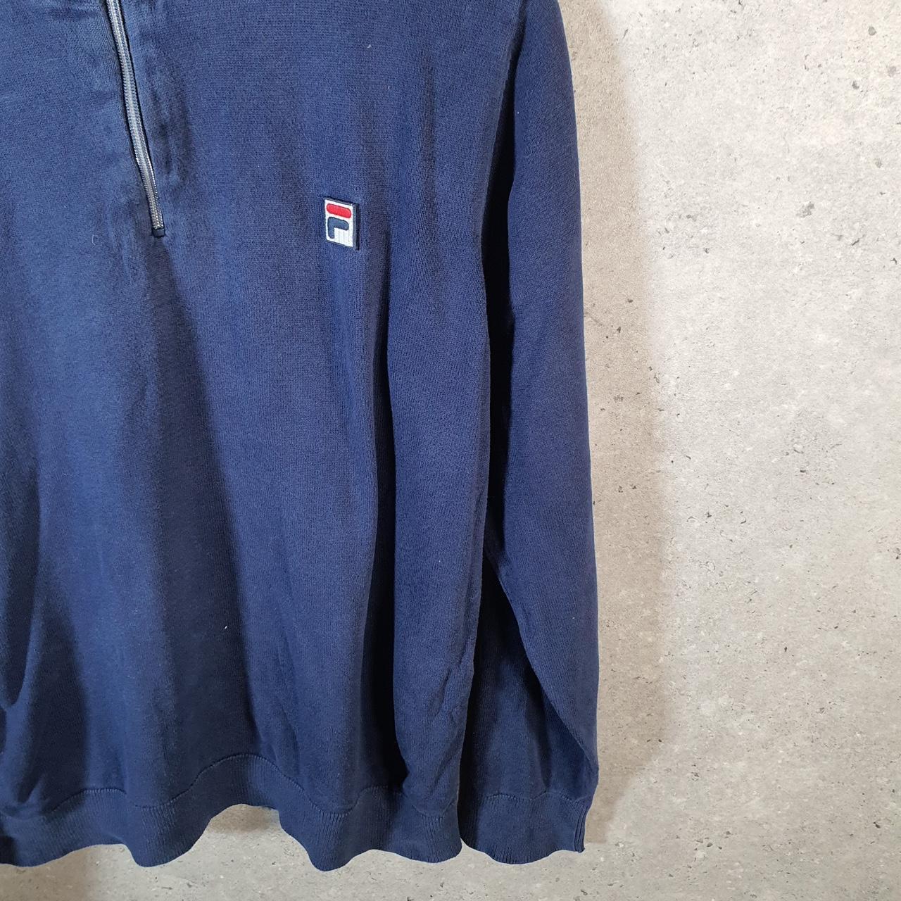 Vintage Fila 1/4 Zip Knit Sweater Men’s Medium Blue Y2K Pullover Casual