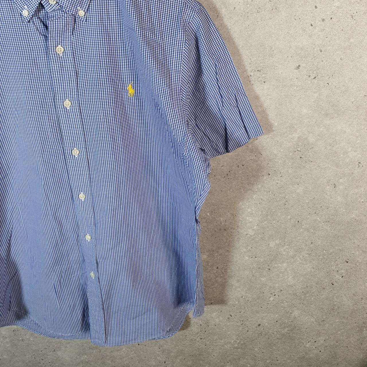 Vintage Ralph Lauren Button Down Shirt Men’s Medium Blue Short Sleeve Pony Cotton