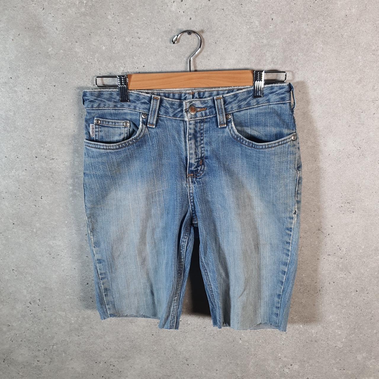 Vintage Carhartt Baggy Carpenter Shorts Jorts Cargo Womens W28 Blue Relaxed Fit Workwear A4863