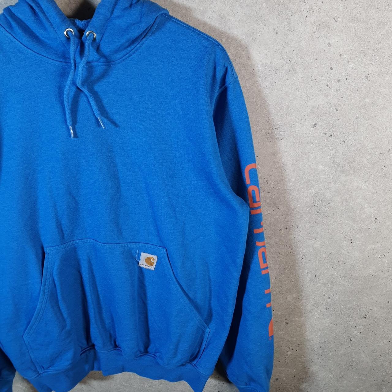 Vintage Carhartt Hoodie Men’s Small Blue Pullover Blank USA Loose Fit