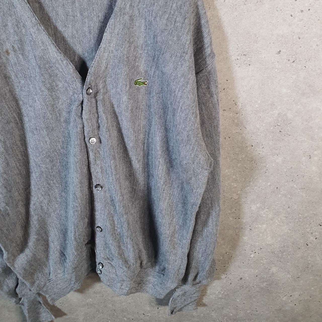 Vintage Lacoste Izod Knit 90s Cardigan Men’s XL Grey Logo Y2K Jumper Logo