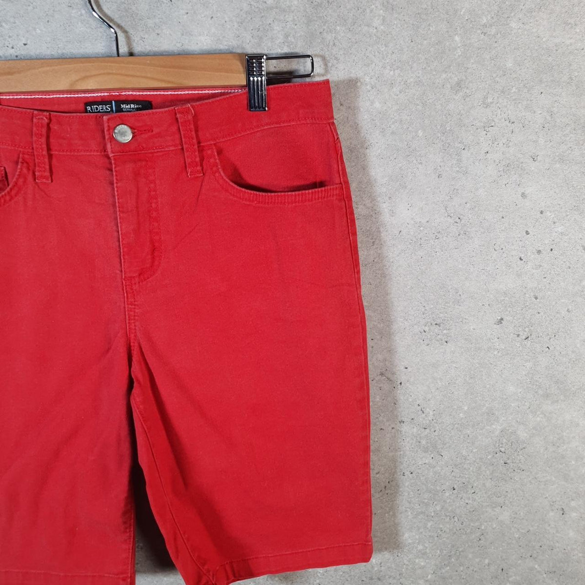 Vintage Lee Baggy Shorts Jorts Cargo Womens W30 Red Relaxed Denim
