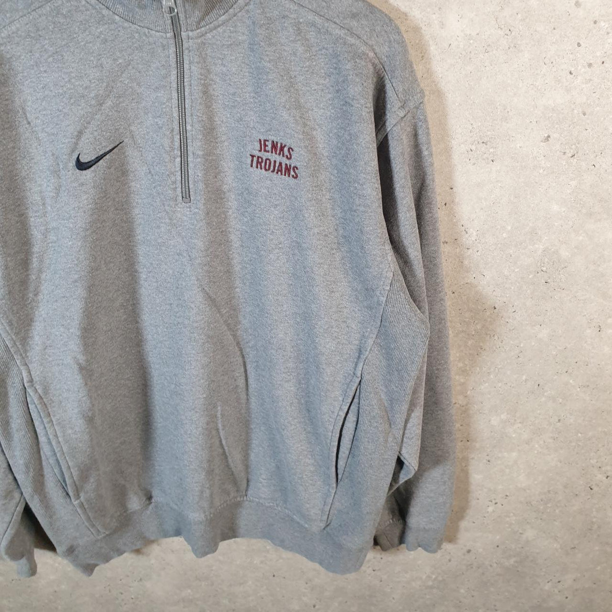 Vintage Nike 1/4 Zip Embroidered Sweatshirt Men’s Small Grey Swoosh Y2K Pullover