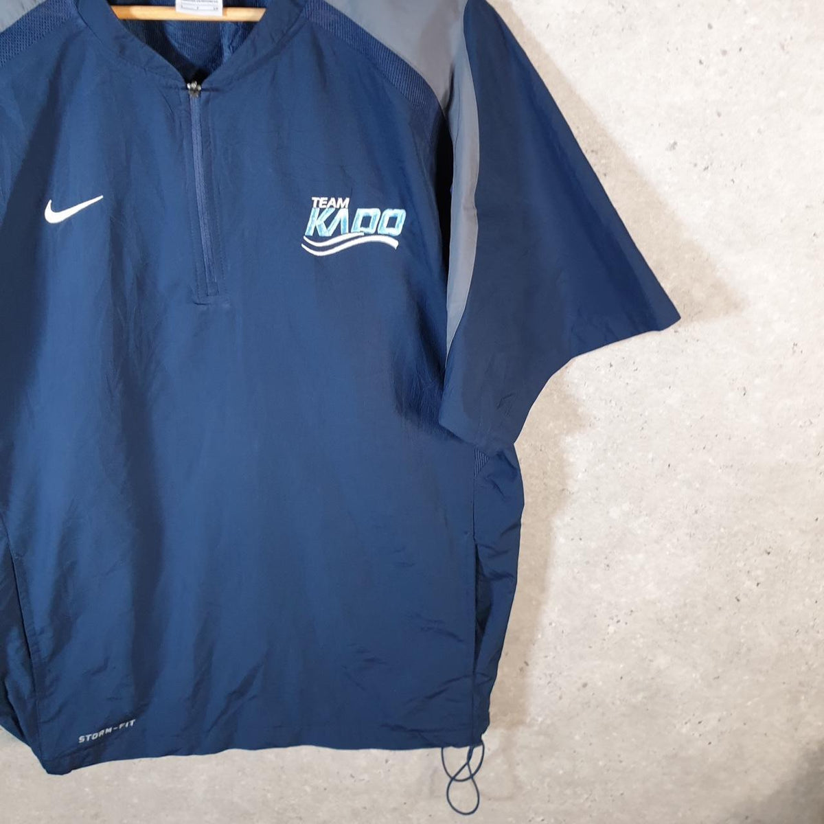 Vintage Nike Storm Fit Windbreaker Track Jacket Mens Small Blue USA Swoosh 1/4 Zip USA