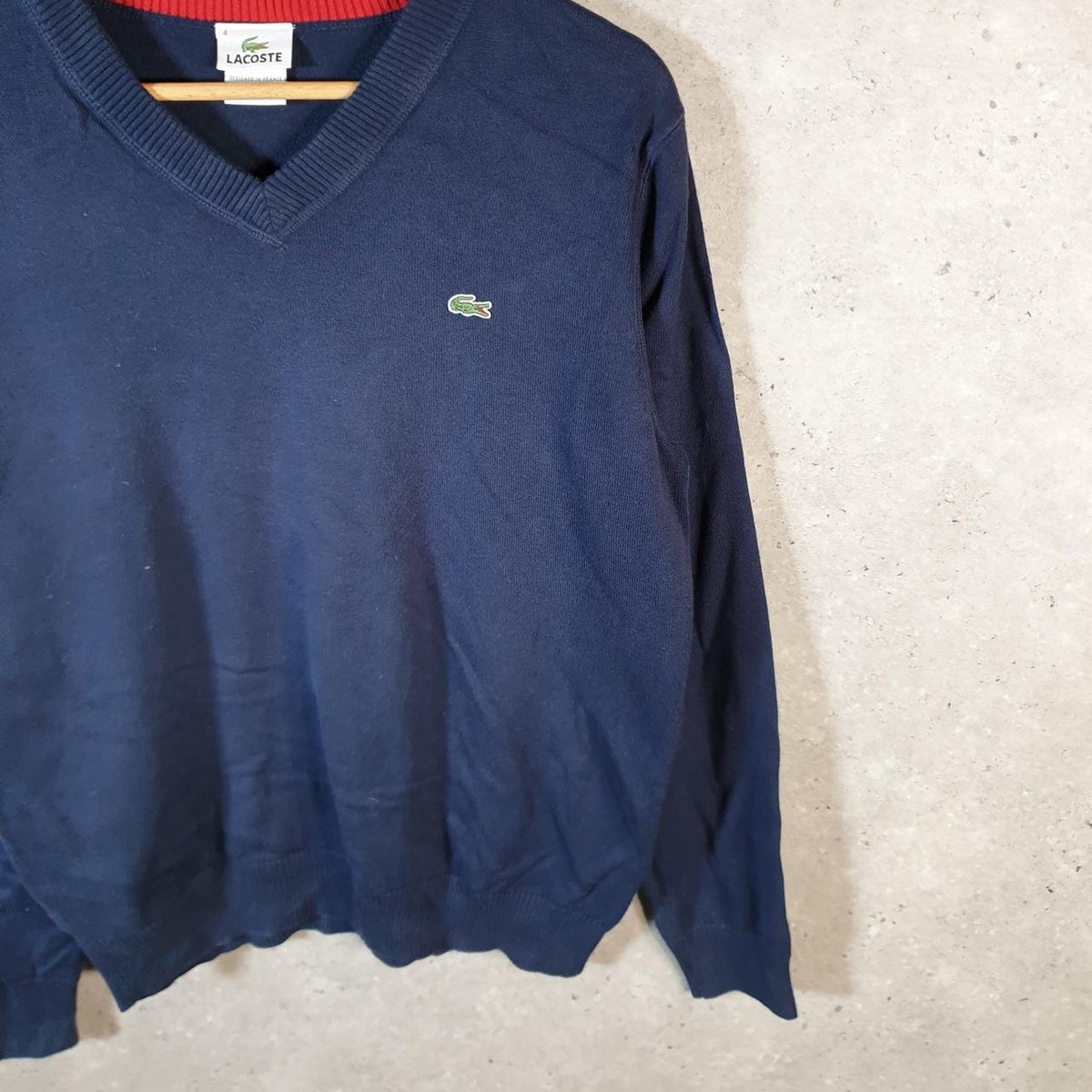 Vintage Lacoste Sweatshirt Men’s Small Navy Blue Pullover Logo Y2K Jumper Logo Casual