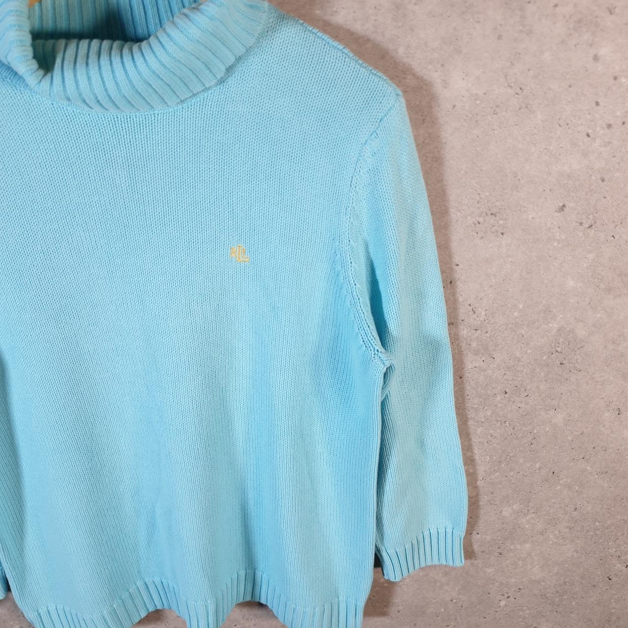 Vintage Ralph Lauren Polo Knit Sweater Womens XL Blue Cotton Pullover