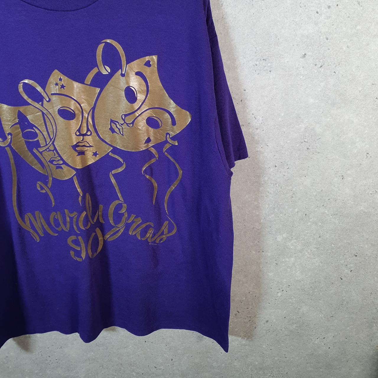Vintage Art Masks 1990 Mardi Gras USA Single Stitch T Shirt Men’s XL Purple
