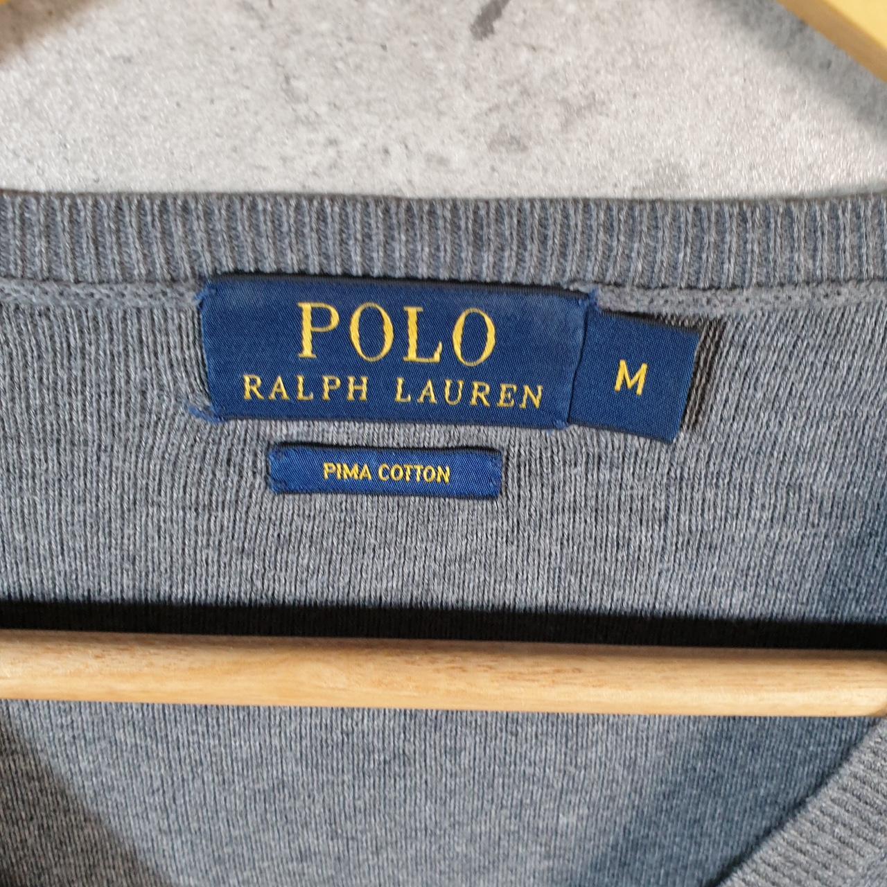 Vintage Ralph Lauren Polo Sweatshirt Men’s Medium Grey Pima Cotton Pullover Pony