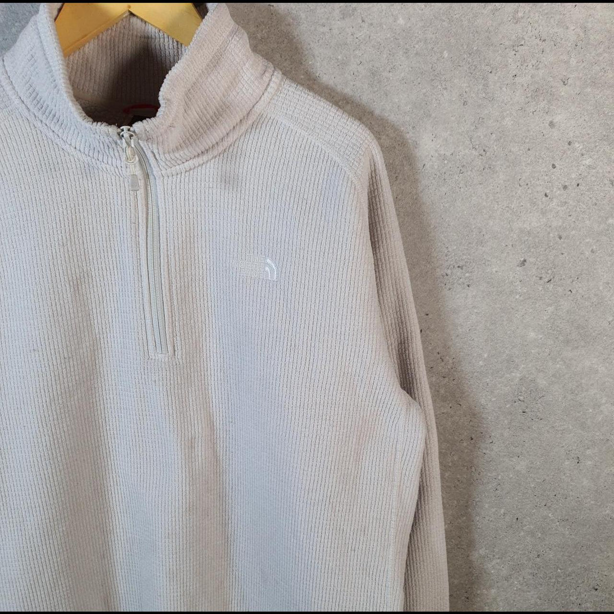 Vintage The North Face TNF Fleece Sweatshirt Mens 1/4 Zip XL White Pullover Logo