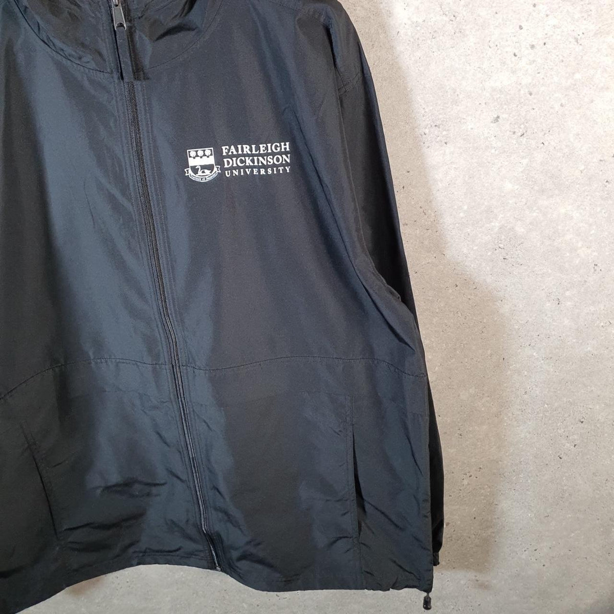 Vintage Champion Windbreaker Track Jacket Mens XL Black Fairleigh Dickinson Univeristy