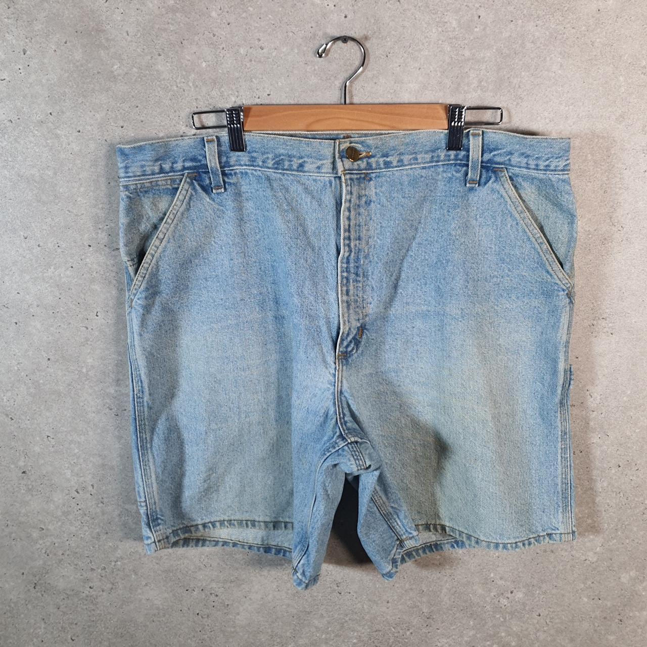 Vintage Carhartt Baggy Carpenter Shorts Jorts Cargo Men’s W38 Blue Relaxed Denim Fit Workwear Big Fish Vintage