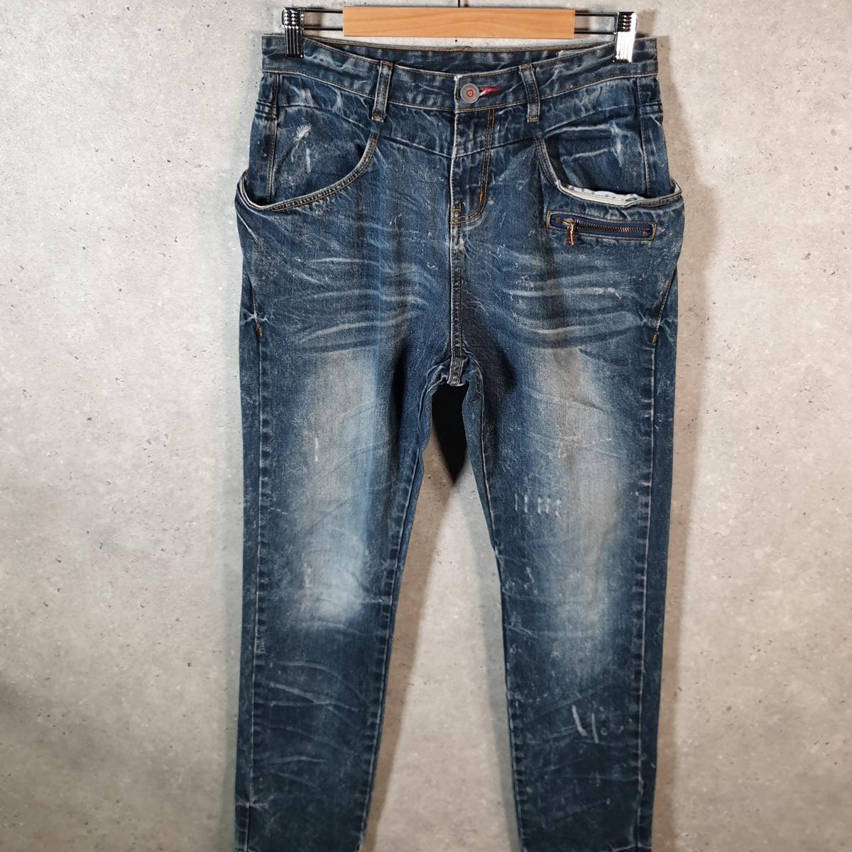 Vintage Tuogu Baggy Y2K Hip Hop Jeans Mens W29 Blue Embroidered Denim Big Fish Vintage