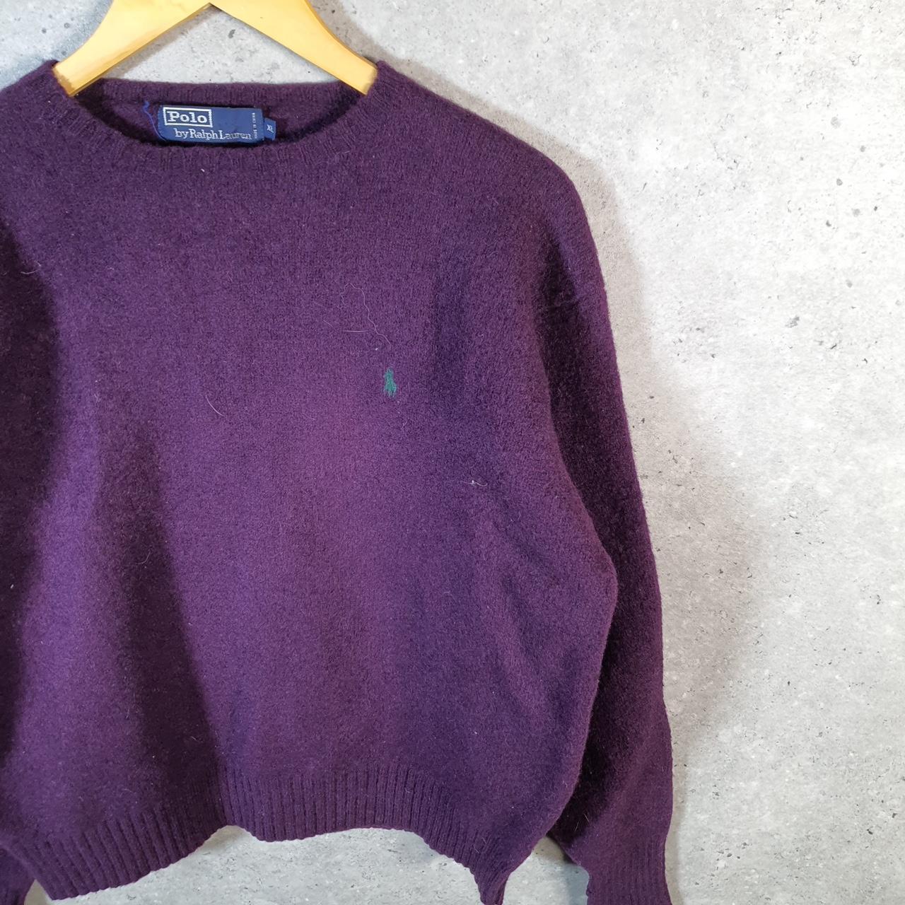 Vintage Ralph Lauren LambsWool Polo Knit Sweatshirt Womens Medium Purple Pony