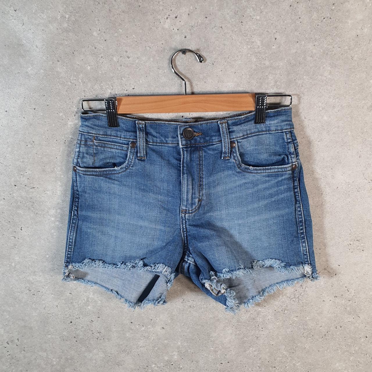 Vintage Wrangler Cut Short Baggy Shorts Jorts Cargo Womens W28 Blue Relaxed Denim