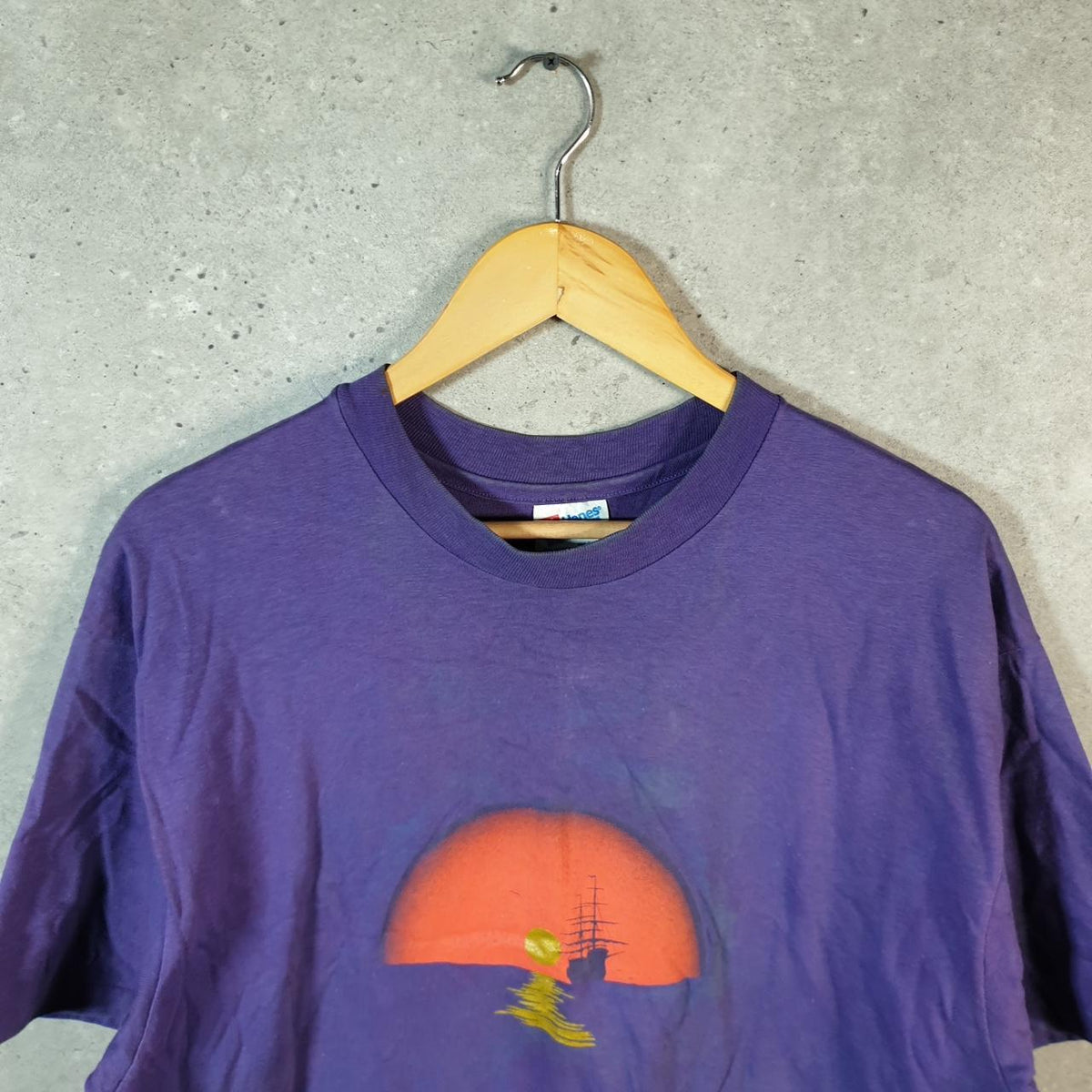 Vintage Hanes Beefy Stanford Savoyards Sunset USA Single Stitch T Shirt Men’s Large Purple Big Fish Vintage