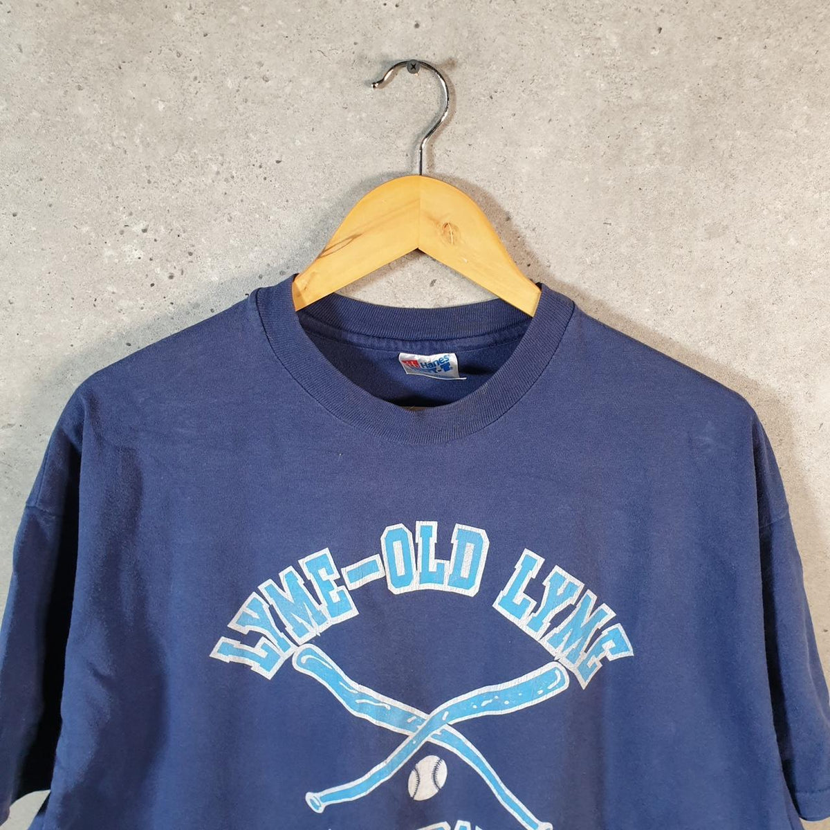 Vintage Hanes Lyme Softball 90s USA Single Stitch T Shirt Men’s XL Blue C8059