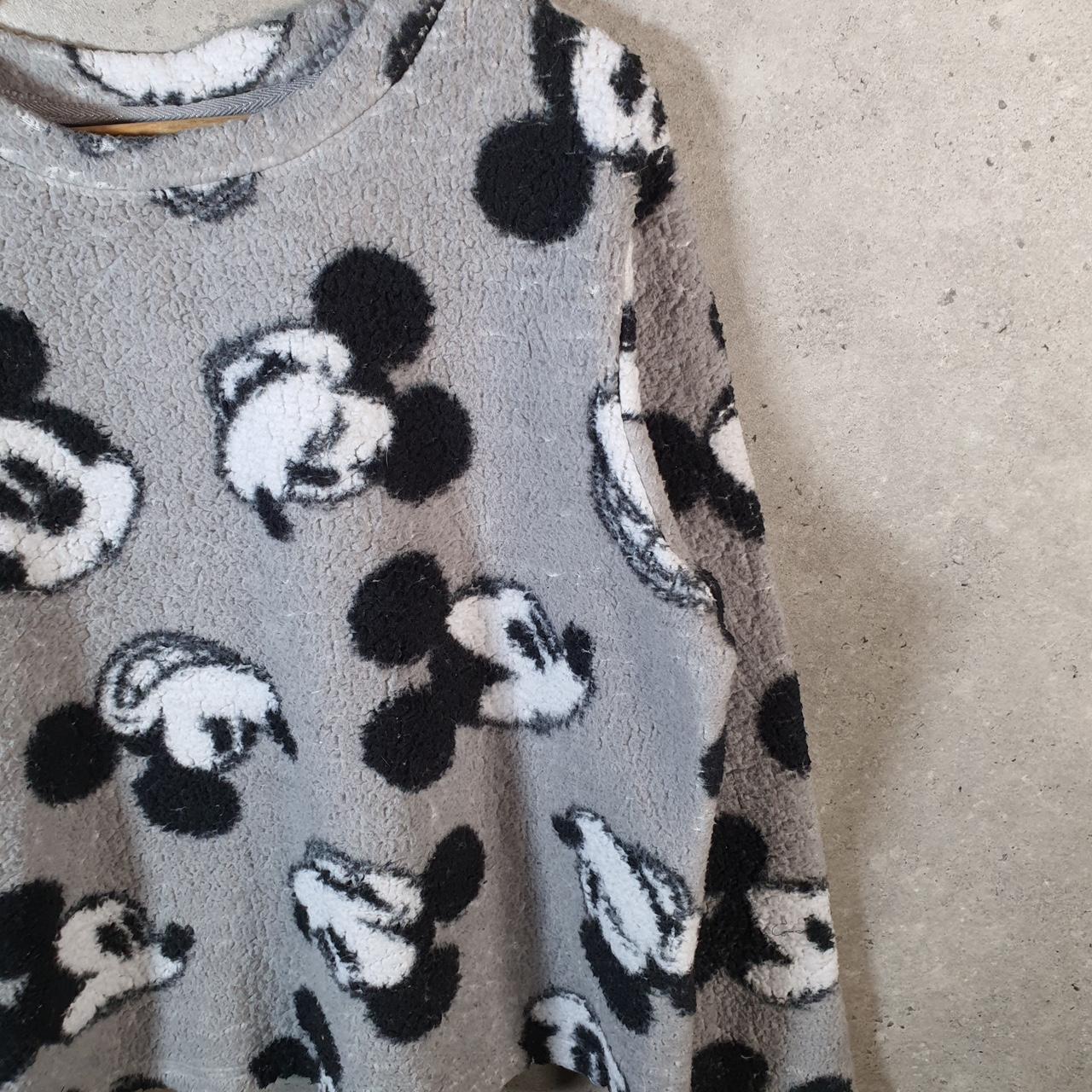 Disney Mickey Mouse Fleece Pullover Sweatshirt Womens XL Grey Embroidered Logo