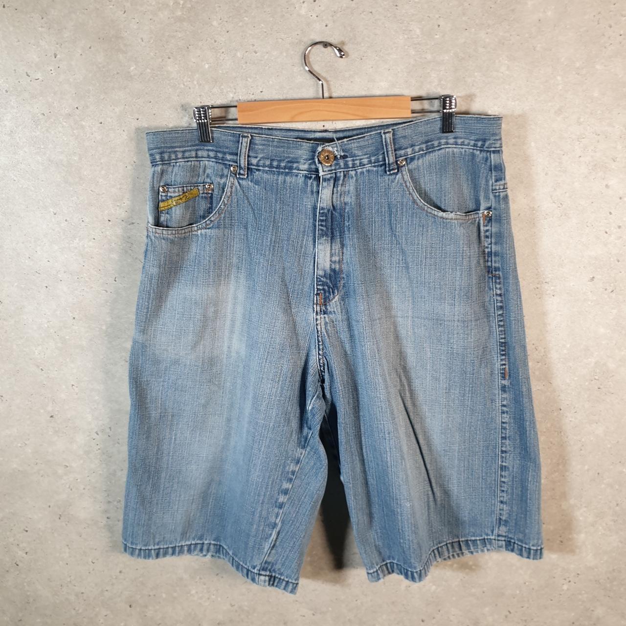 Vintage Brooklyn Express Baggy Y2K Hip Hop Jeans Shorts Jorts Mens W38 Blue Denim USA Big Fish Vintage
