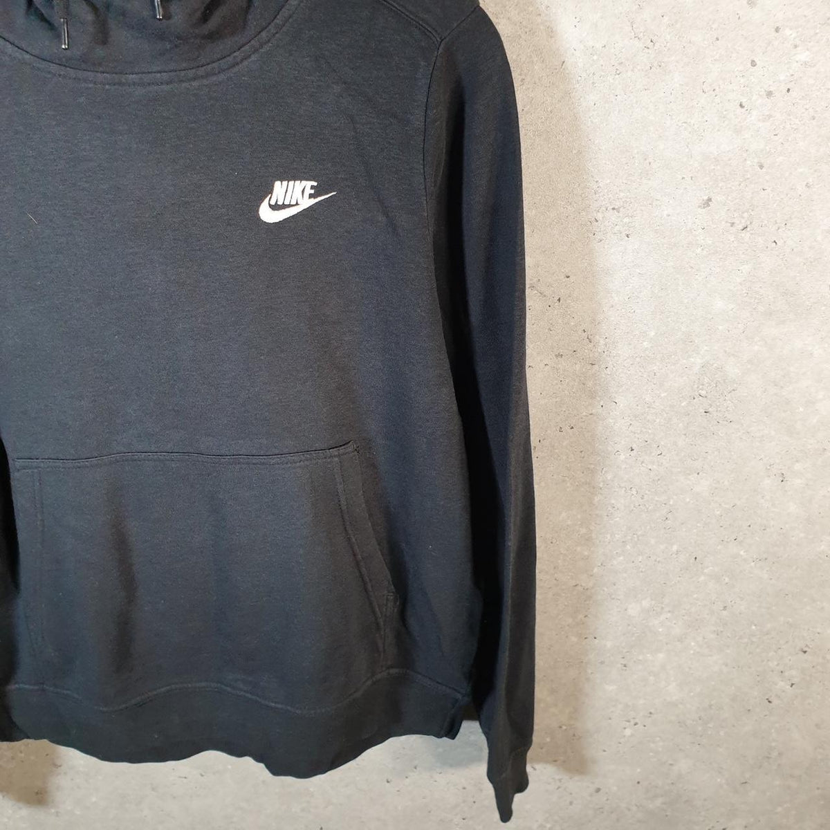 Vintage Nike Club Embroidered Hoodie Womens Medium Black Swoosh Y2K Pullover
