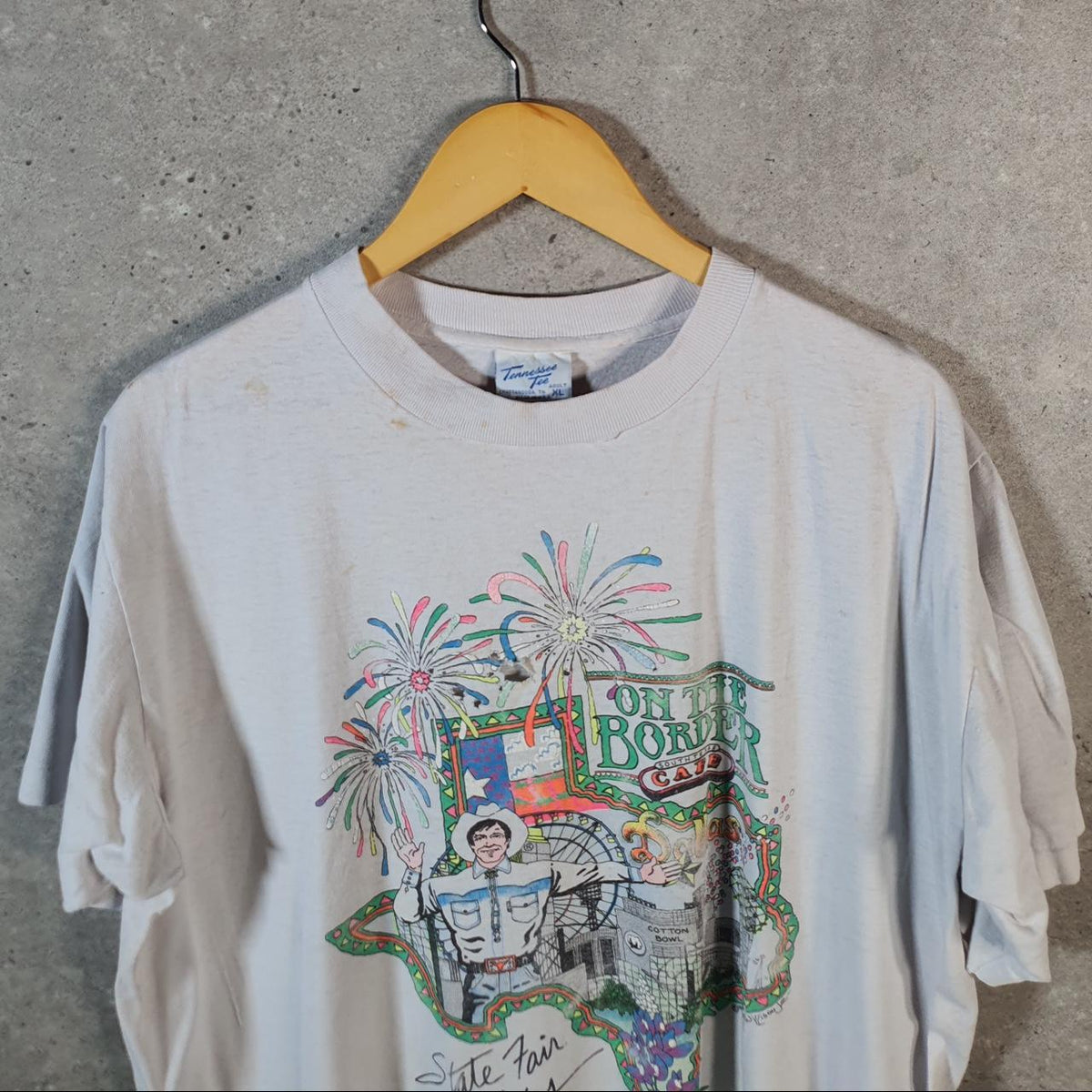 Vintage Tennessee Tee State Fain Texas 1990 Single Stitch T Shirt Men’s XL White