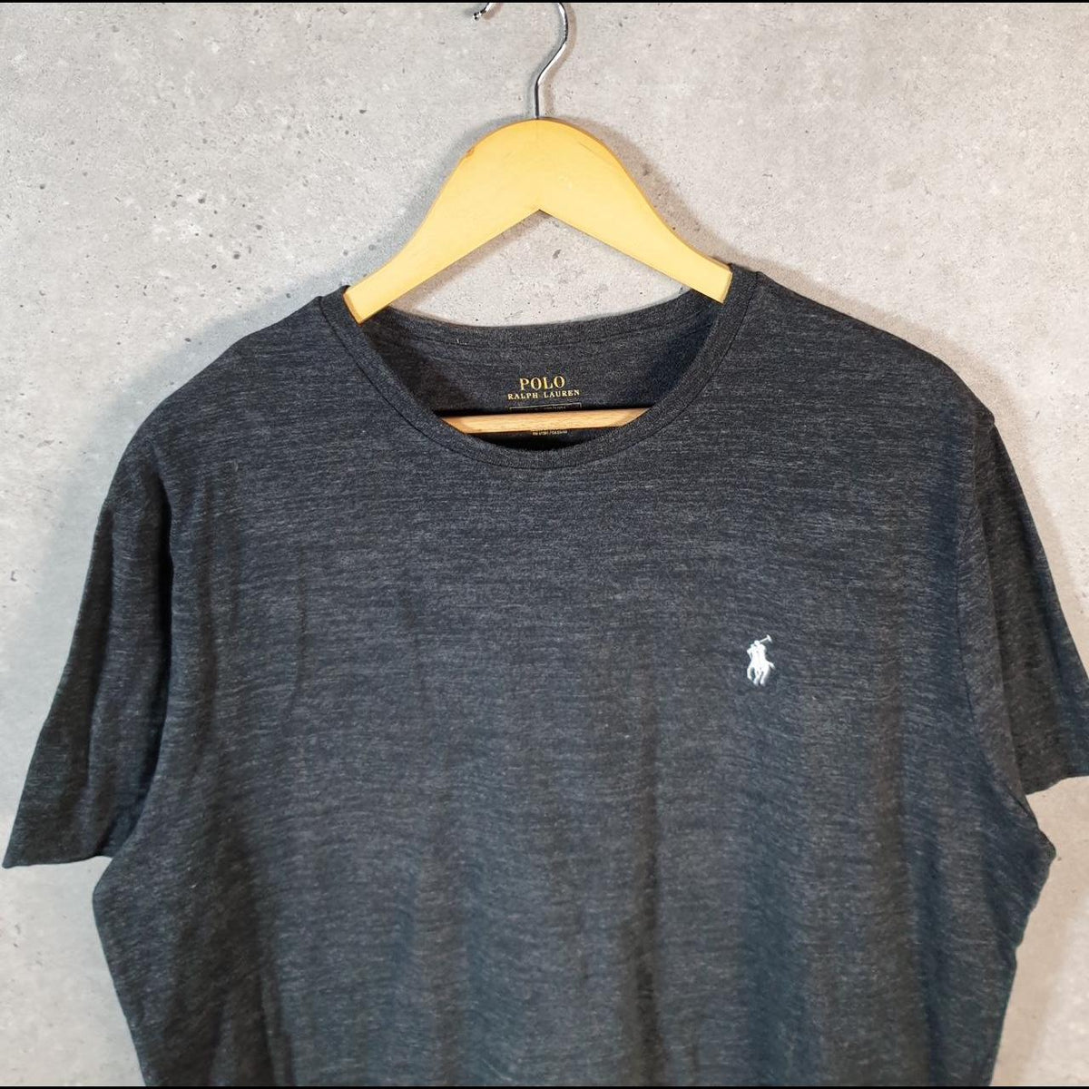 Vintage Ralph Lauren Polo T Shirt Men’s Large Grey Embroidered Custom Fit Pony C9152