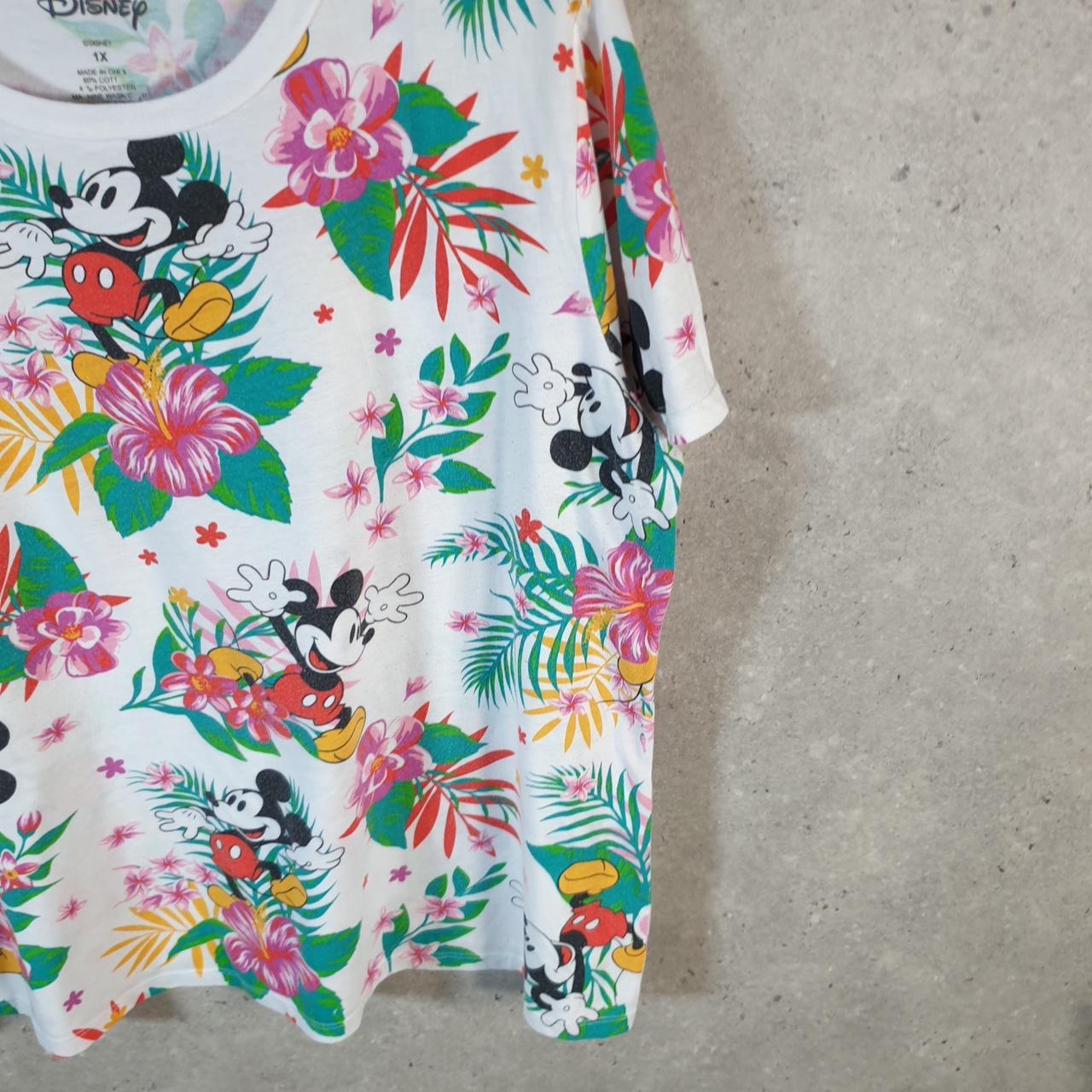 Vintage Disney Land All Over Print AOP T Shirt Womens XL White Logo Graphic Cartoon