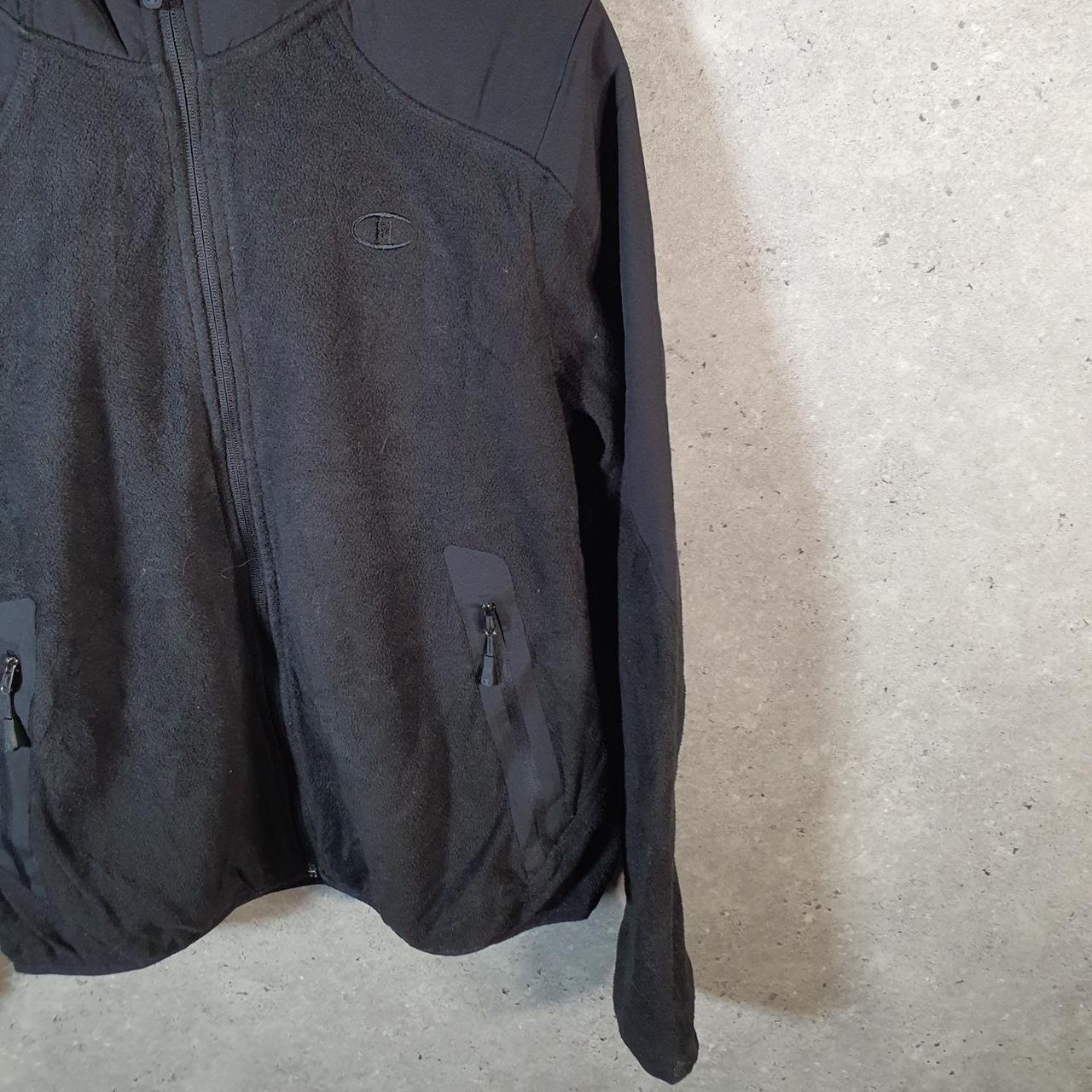 Vintage Champion Full Zip Fleece Hoodie Womens Medium Black