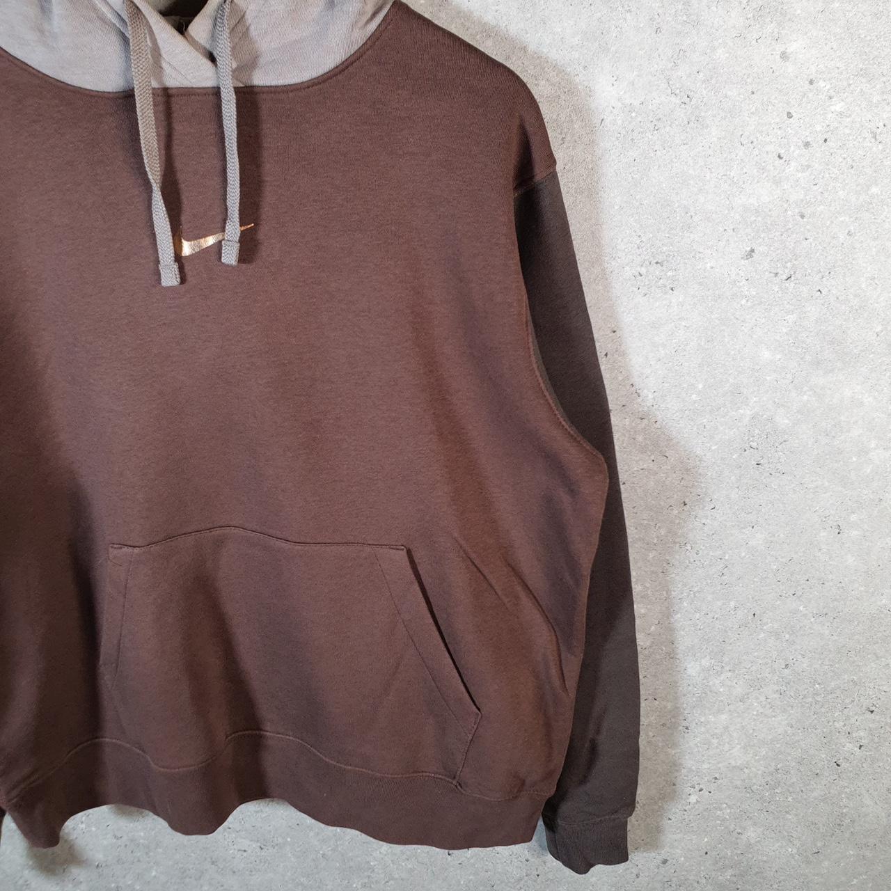 Vintage Nike Centre Swoosh Hoodie Womens Medium Brown Y2K Pullover Logo