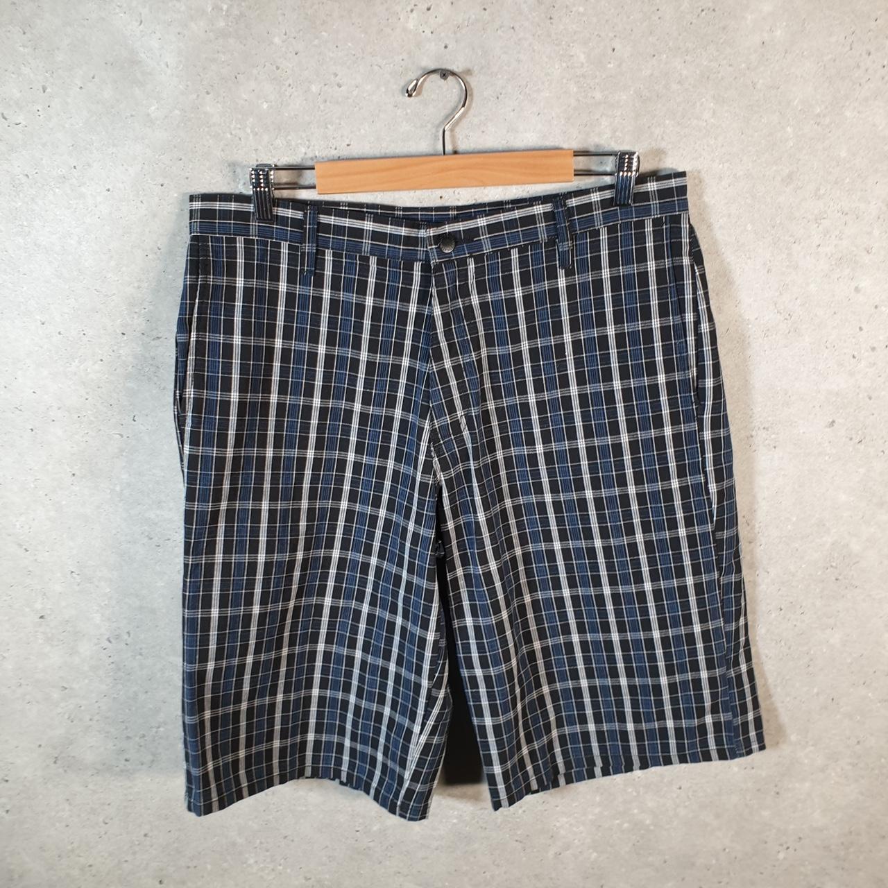 Vintage Dickies Baggy Chino Shorts Jorts Cargo Mens W34 Black Checkered Loose Fit